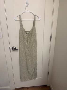 Abercrombie & Fitch Sage Floral Tie-Front Midi Dress
